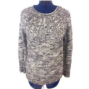 Chaps M grey marl‎ crew neck long sleeve cable knit hi low 3/4 sleeve sweater